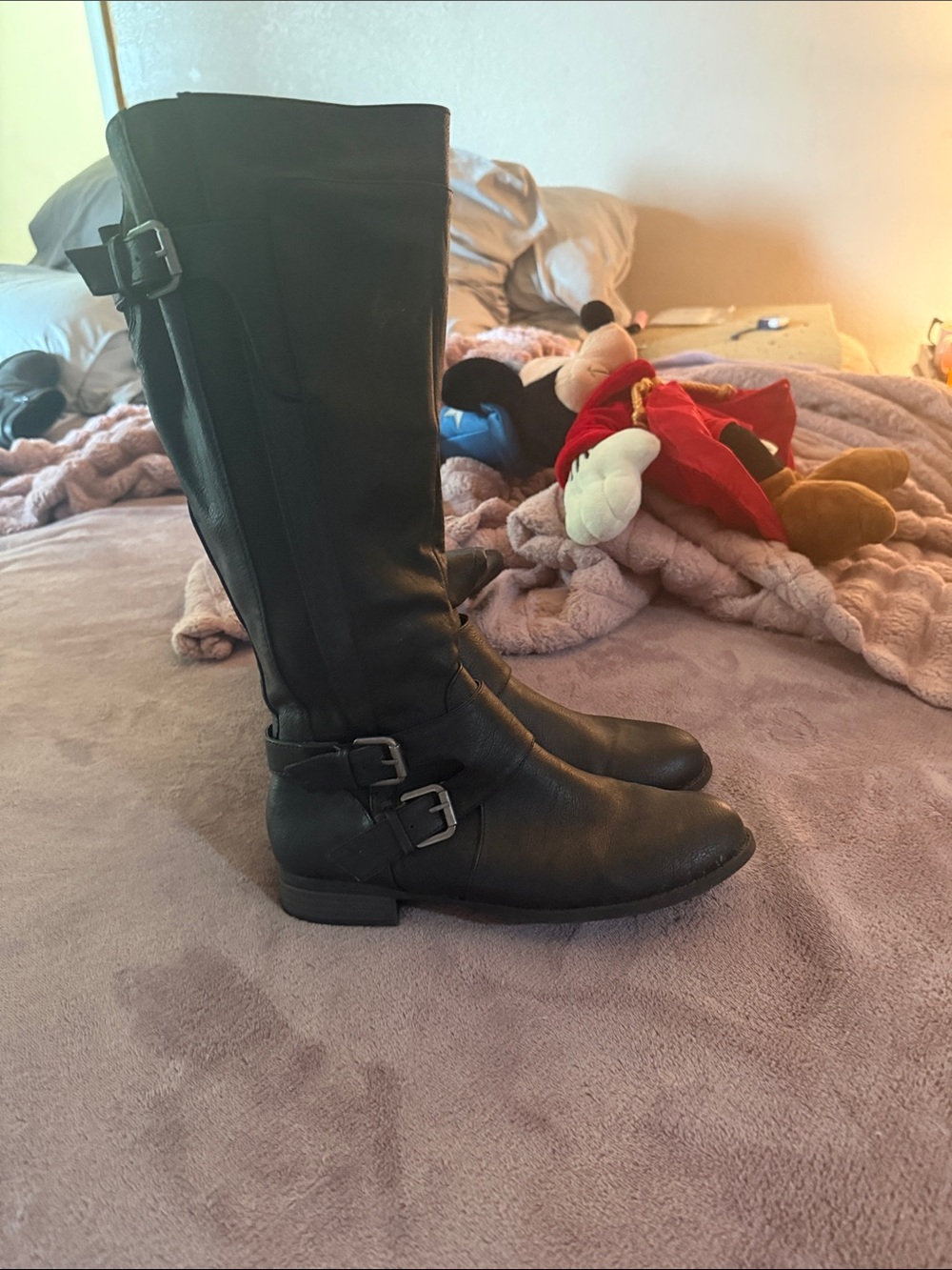 Classic Black Women's Knee-High Riding Boots
